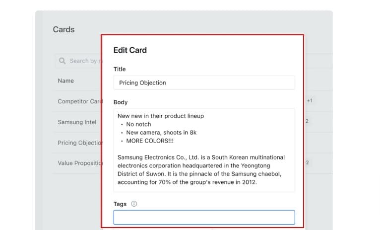 13. Sales Enablement Cards